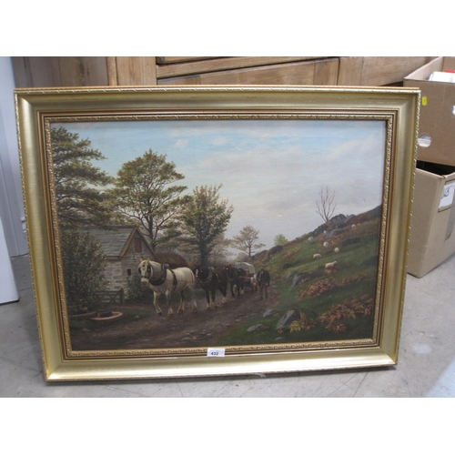 432 - H. CROWTHER. Returning home with the horses, signed and dated (19)02, oil on canvas, 20 x 30 in; tog... 