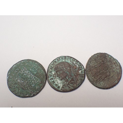 218 - A small collection of Roman Coins and Egyptian antiquities to include a Bes Amulet and three small S... 