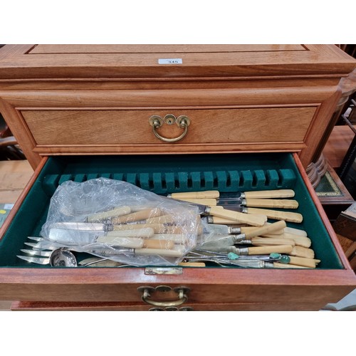 345 - A Chinese Globe hardwood Canteen Chest with plated Cutlery 2ft 9in H x 2ft W