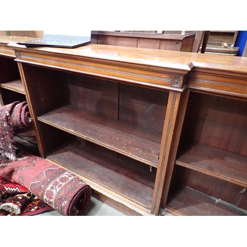 729 - A Victorian walnut breakfront Bookcase of three bays with adjustable shelves 6ft 8in W x 3ft 3in H