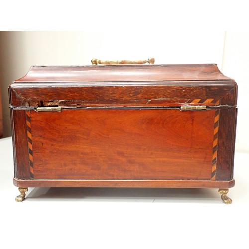 205 - A 19th Century inlaid mahogany three division Tea Caddy