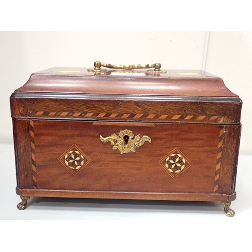 205 - A 19th Century inlaid mahogany three division Tea Caddy