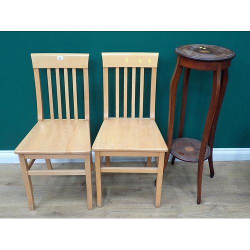 475 - A Pair of French white painted single Chairs, a set of four modern beech wood Dining Chairs, a Frenc... 