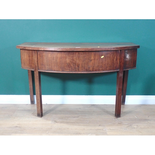 308 - A 19th Century bow fronted Serving Table on square cut supports 3ft 11in W x 2ft 5in H