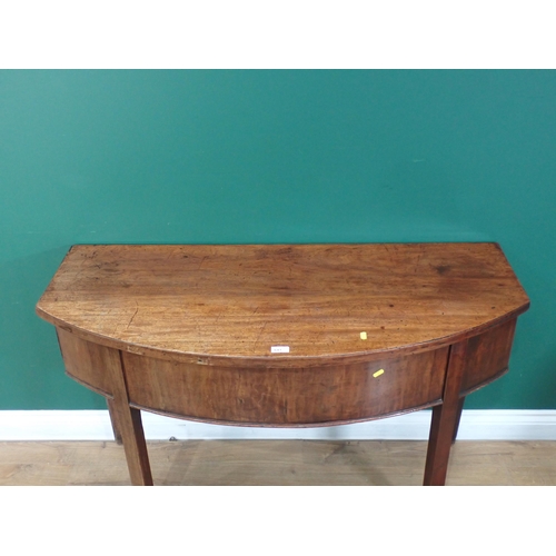 308 - A 19th Century bow fronted Serving Table on square cut supports 3ft 11in W x 2ft 5in H