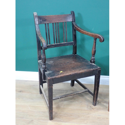 10 - A Georgian pierced splat back Elbow Chair and a 19th Century oak Elbow Chair