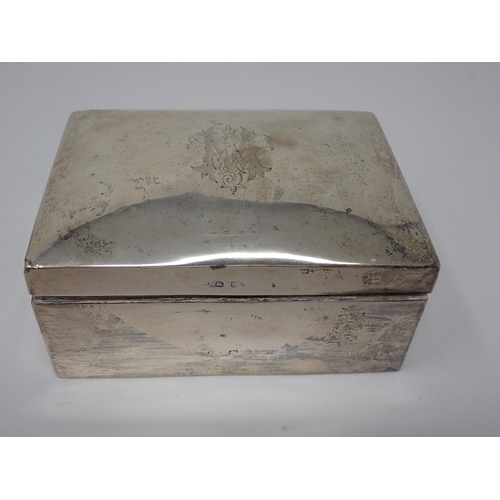 104 - A George V silver Cigarette Box engraved initials, Birmingham 1912