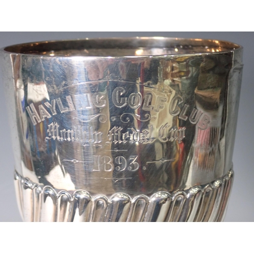 106 - A Victorian silver Trophy with gadroon embossing and inscription, London 1890, 310gms