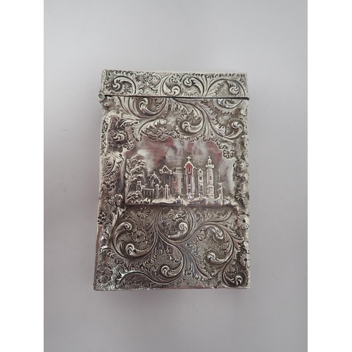 126 - A Victorian silver castle top Card Case with Windsor Castle to both sides, Sheffield 1896, maker: Wa... 