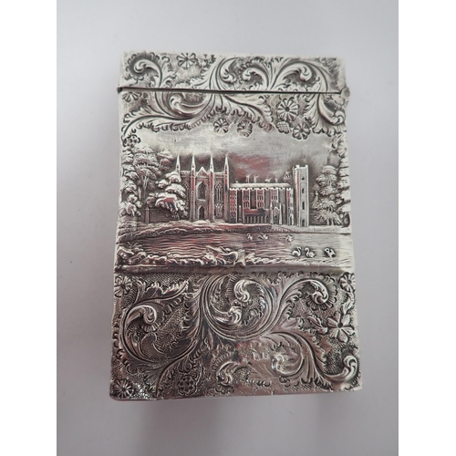 126 - A Victorian silver castle top Card Case with Windsor Castle to both sides, Sheffield 1896, maker: Wa... 