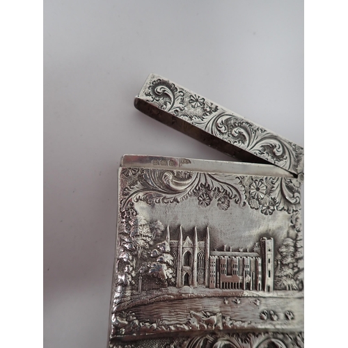 126 - A Victorian silver castle top Card Case with Windsor Castle to both sides, Sheffield 1896, maker: Wa... 