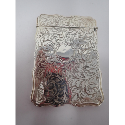 127 - A Victorian silver Card Case with Scott memorial within scroll cartouche, leafage scroll reverse, Bi... 