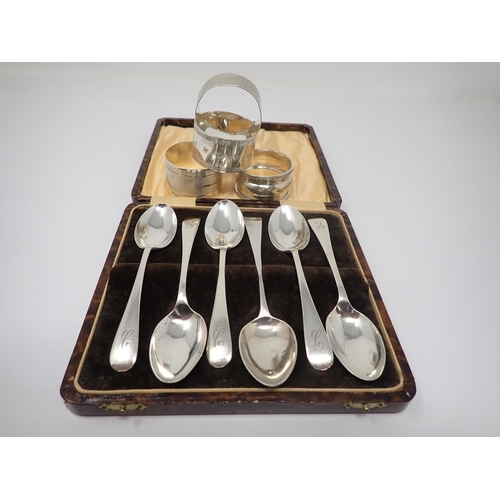 135 - Five George V silver Teaspoons, old English pattern, engraved initial C, Sheffield 1924, another sim... 