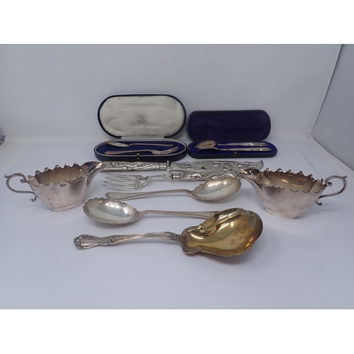 149 - A Victorian silver Christening Spoon and Fork, Birmingham 1876, maker: H&T, another Spoon and Fork, ... 