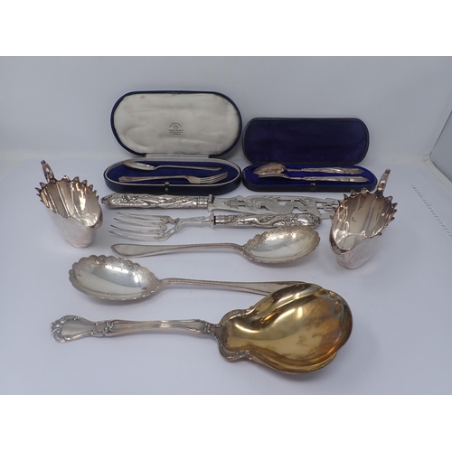 149 - A Victorian silver Christening Spoon and Fork, Birmingham 1876, maker: H&T, another Spoon and Fork, ... 