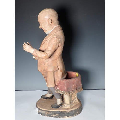 15 - An antique painted plaster Figure of a gentleman in Victorian dress 1ft 5in H