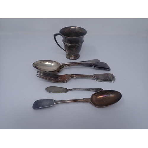 150 - A George VI silver Christening Mug engraved Anna Roselle, Birmingham 1937, a silver Dessert Spoon, L... 