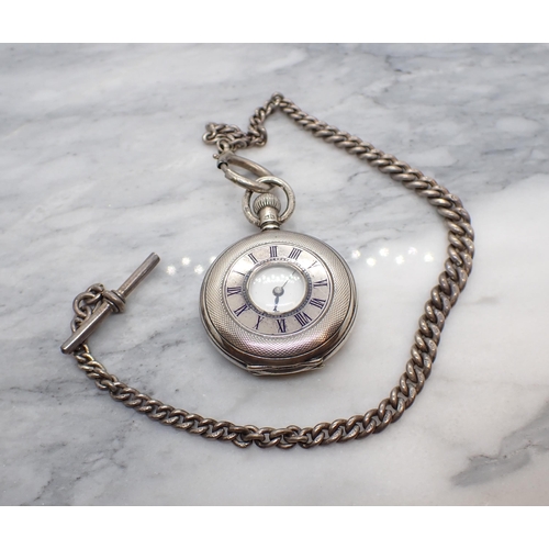 153 - A George V silver cased lady's Half-Hunter Pocket Watch the white enamel dial with black roman numer... 