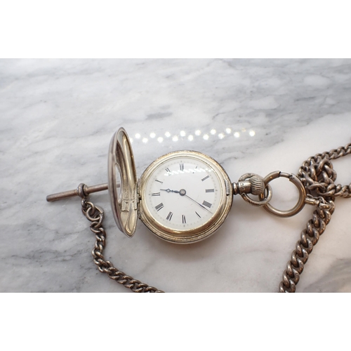 153 - A George V silver cased lady's Half-Hunter Pocket Watch the white enamel dial with black roman numer... 