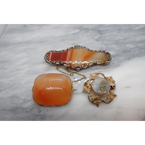 164 - Three Agate Brooches