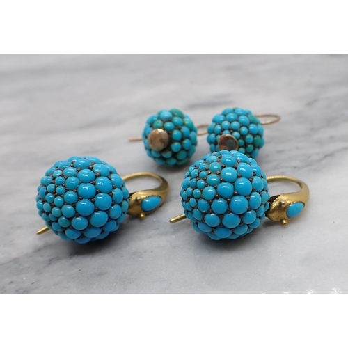 189 - Two pairs of Turquoise Ear Pendants on wire fittings