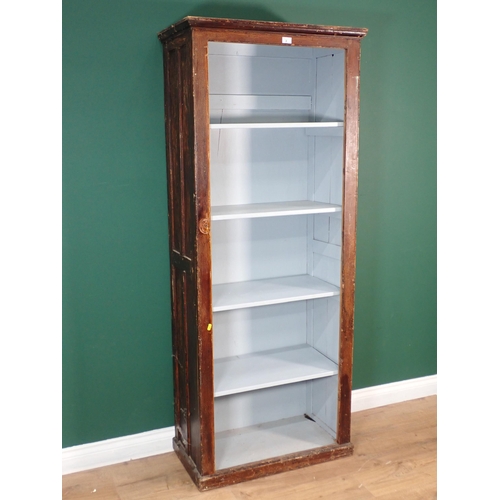 2 - A 19th Century stained and grained Bookcase with blue painted shelves 6ft H x 2ft 6in W