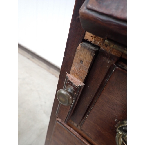 21 - A George III mahogany Bureau Bookcase with fret carved frieze above pair of fielded panel doors and ... 