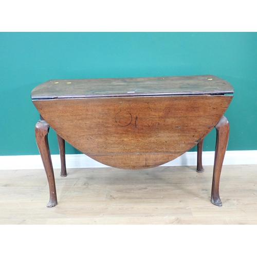 23 - An 18th Century oak dropleaf Table on cabriole supports 3ft 10in W x 2ft 4in H