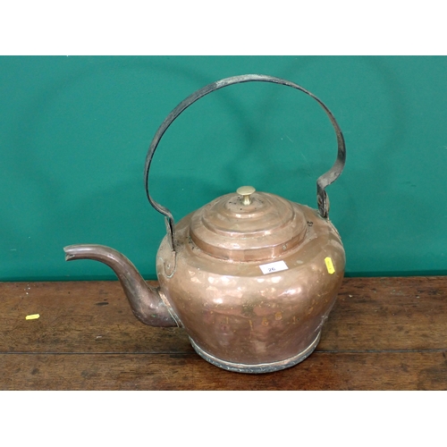 26 - A large antique copper Kettle 1ft 5in H