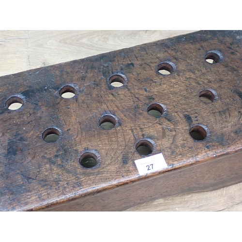 27 - An antique oak Spoon Rack 1ft 6in W x 7in H