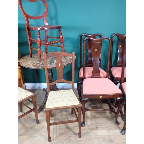 3 - A pair of modern pine Bedside Cupboards, an antique Pillar Table, Dressing Stool on shell carved cab... 