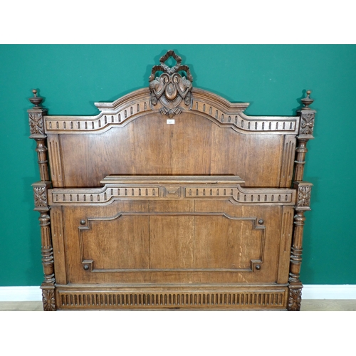 307 - A French oak Bed 4ft 8in W