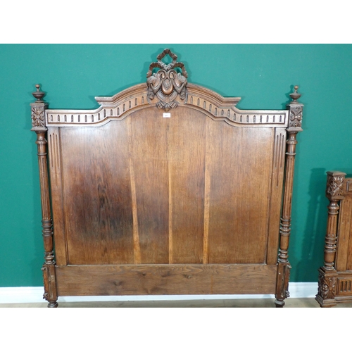 307 - A French oak Bed 4ft 8in W