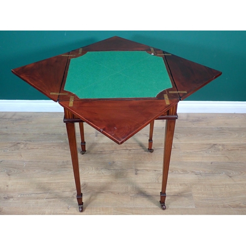 317 - An Edwardian mahogany and inlaid Envelope Card Table 2ft 5in H x 1ft 6in W