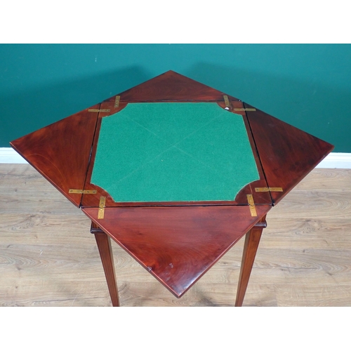 317 - An Edwardian mahogany and inlaid Envelope Card Table 2ft 5in H x 1ft 6in W