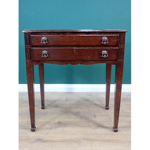 318 - An oak veneered Table Canteen fitted with two drawers of plated cutlery 2ft 7in H x 2ft 3in W