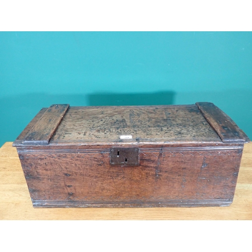 344 - A 17th Century and later boarded oak Box 2ft 6in W x 11in H