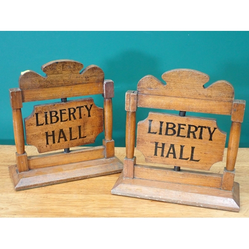 345 - Two 'Liberty Hall-Strict Order' Revolving wooden Signs 1ft 2in W x 1ft 2in H