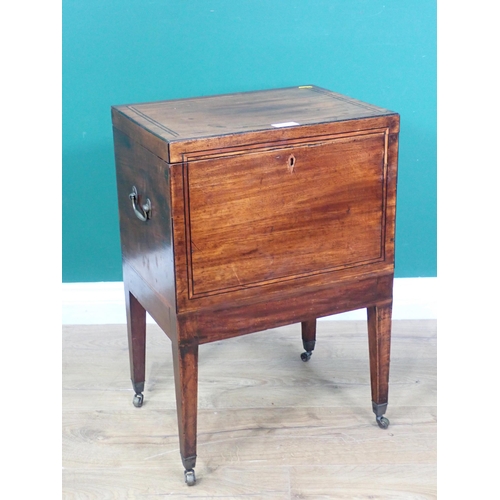 346 - A Georgian mahogany and satinwood crossbanded Cellarette mounted on square cut tapering supports 2ft... 