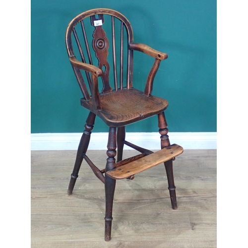 347 - A 19th Century ash and elm child's High Chair with domino splat back