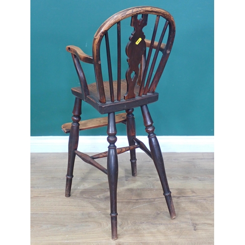 347 - A 19th Century ash and elm child's High Chair with domino splat back