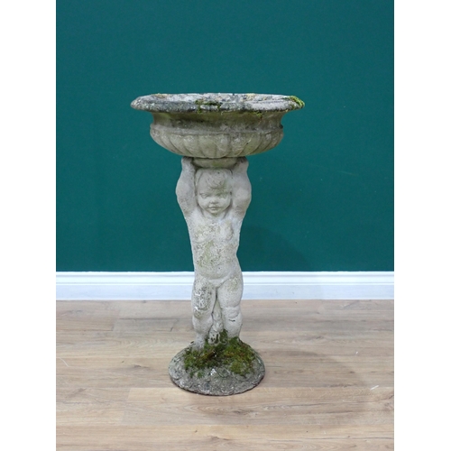 352 - A composite Bird Bath with figural column in the form of a boy 2ft 7in H