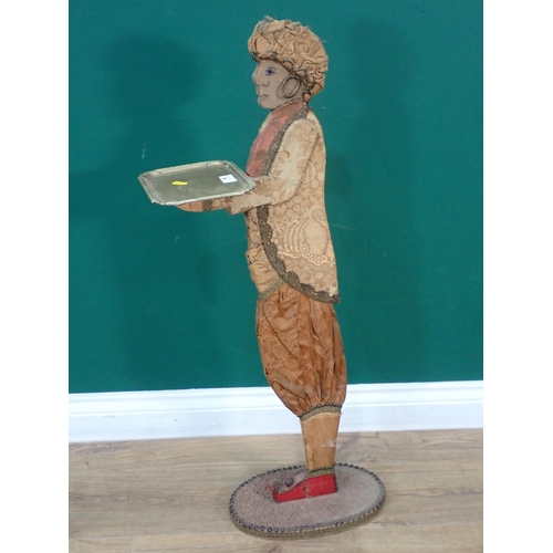 36 - An antique Drinks Stand in the form of a Moorish butler in Regency dress with brass tray 3ft H