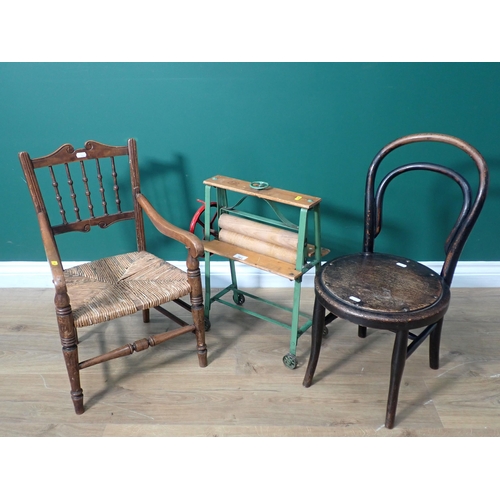 364 - A toy Mangle, a child's Elbow Chair and a bentwood child's Chair