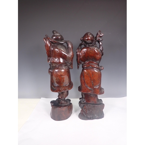 367 - A pair of carved Figures of Sages 1ft 4in H