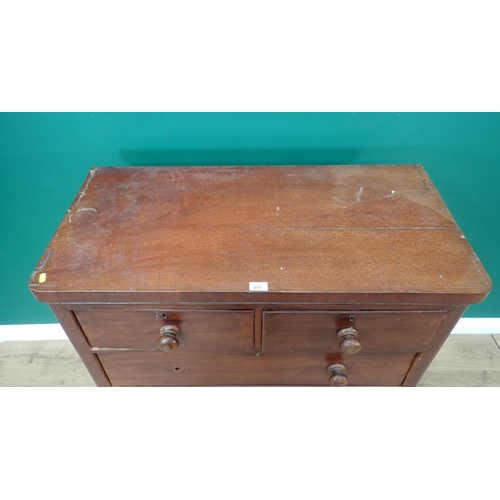 377 - A Victorian mahogany Chest of two short and three long drawers 3ft 4in H x 3ft 3in W