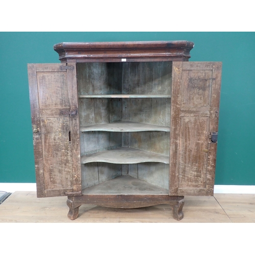 379 - An antique oak standing Corner Cupboard fitted pair of panelled doors 5ft 6in H x 4ft W