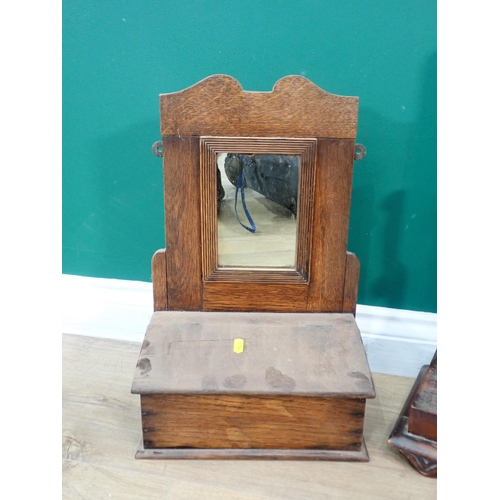 38 - A Victorian mahogany Dressing Mirror and an oak Candle Box with mirror back