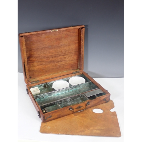 383 - An Artist's Box with metal compartments and palette