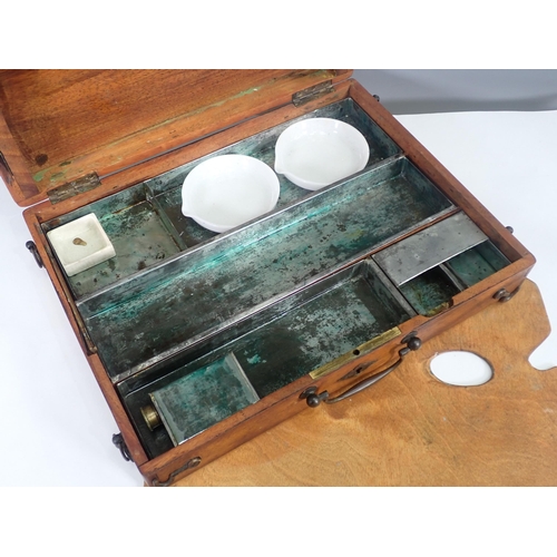 383 - An Artist's Box with metal compartments and palette